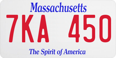 MA license plate 7KA450