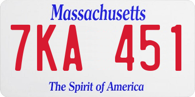MA license plate 7KA451