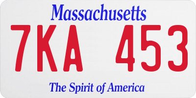 MA license plate 7KA453