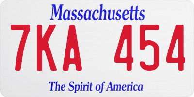 MA license plate 7KA454