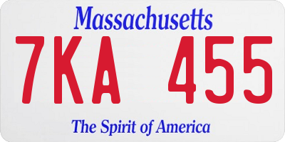 MA license plate 7KA455