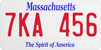 MA license plate 7KA456