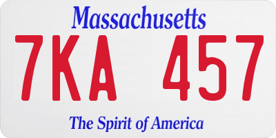 MA license plate 7KA457