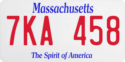 MA license plate 7KA458