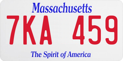 MA license plate 7KA459
