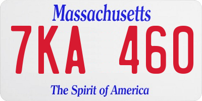 MA license plate 7KA460