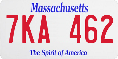 MA license plate 7KA462