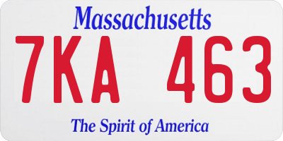 MA license plate 7KA463