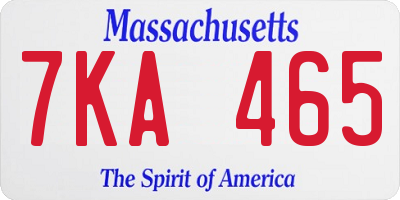 MA license plate 7KA465