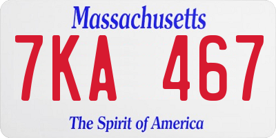 MA license plate 7KA467