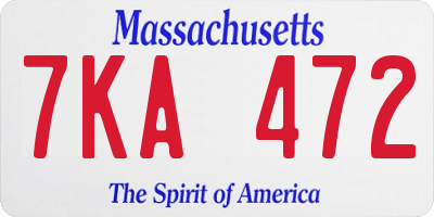 MA license plate 7KA472