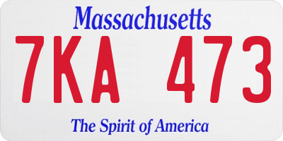 MA license plate 7KA473