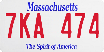 MA license plate 7KA474