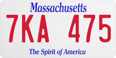 MA license plate 7KA475