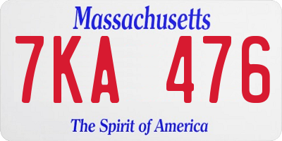 MA license plate 7KA476