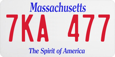 MA license plate 7KA477
