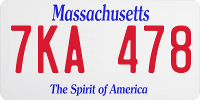 MA license plate 7KA478
