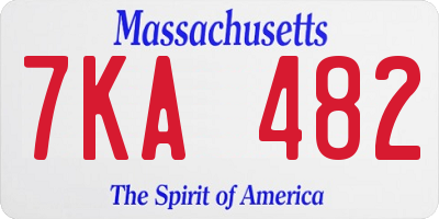 MA license plate 7KA482