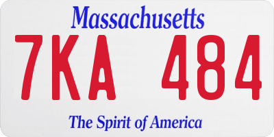 MA license plate 7KA484