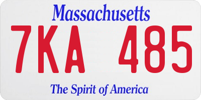 MA license plate 7KA485