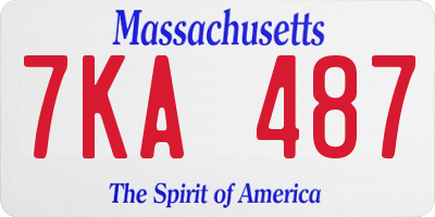 MA license plate 7KA487