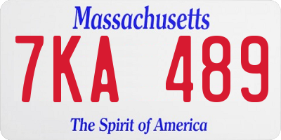 MA license plate 7KA489
