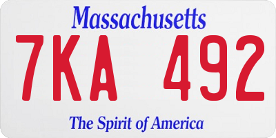 MA license plate 7KA492