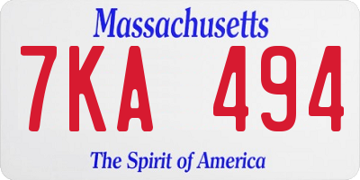 MA license plate 7KA494