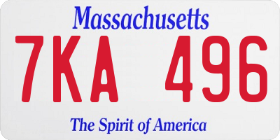 MA license plate 7KA496