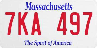 MA license plate 7KA497