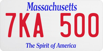MA license plate 7KA500