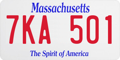 MA license plate 7KA501