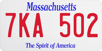 MA license plate 7KA502