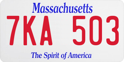 MA license plate 7KA503