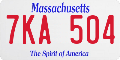 MA license plate 7KA504