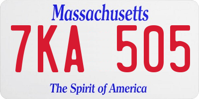 MA license plate 7KA505