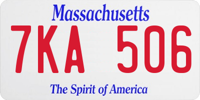 MA license plate 7KA506