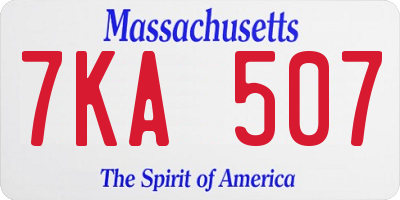 MA license plate 7KA507