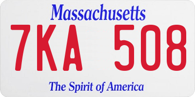 MA license plate 7KA508