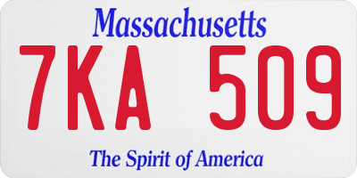MA license plate 7KA509