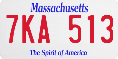 MA license plate 7KA513