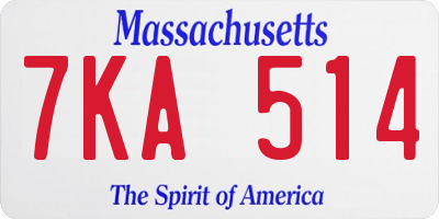 MA license plate 7KA514