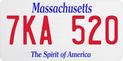 MA license plate 7KA520