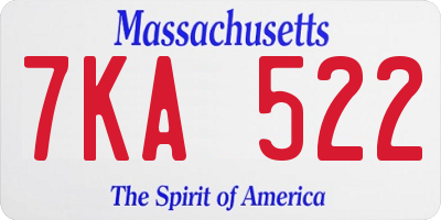 MA license plate 7KA522