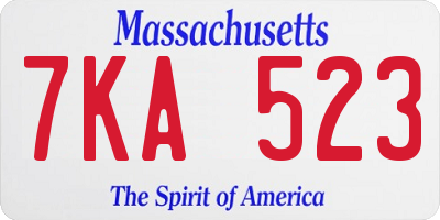 MA license plate 7KA523