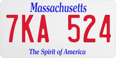 MA license plate 7KA524