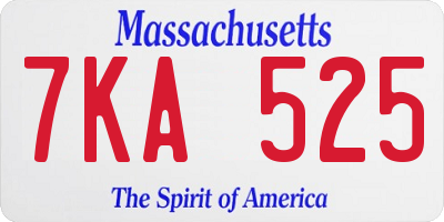 MA license plate 7KA525