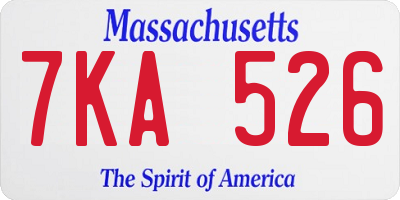 MA license plate 7KA526