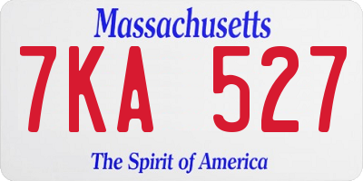 MA license plate 7KA527