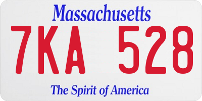 MA license plate 7KA528